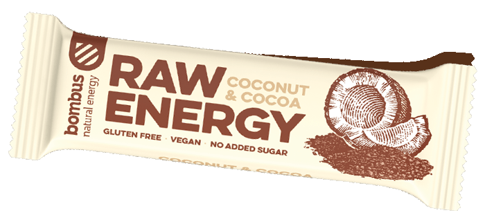 Tyčinka Bombus Raw Energy Coconut+Cocoa 50g