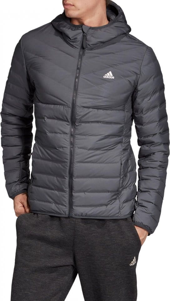 Pánská sbalitelná péřová bunda s kapucí adidas Varilite Soft 3-Stripes